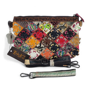 Treska Multicolor‎ Patchwork Crossbody Bag Boho Floral Purse with Wristlet
